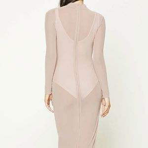 Sheer Mock Neck Bodycon Dress